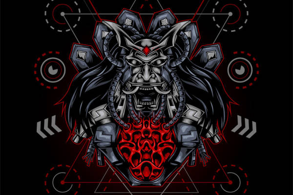 现代街头风格服装印花：神秘恶魔裁片印花设计