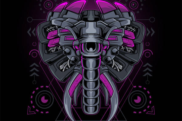 未来感机械甲虫裁片印花服装印花设计