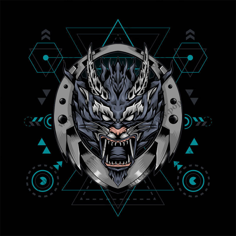 霸气狼头图案裁片印花服装印花设计