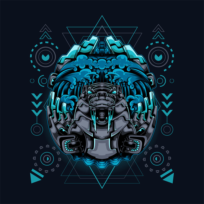 未来科技风格裁片印花服装印花设计