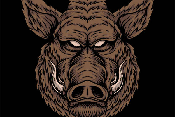 野性风格野牛头裁片印花服装印花设计