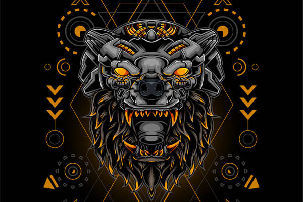 时尚街头风格兽头裁片印花服装印花设计