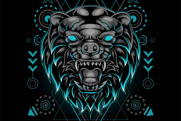 时尚潮流熊头裁片印花图案设计服装印花