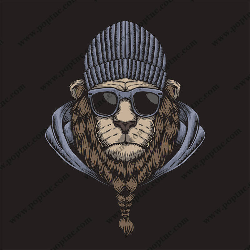 时尚街头风狮子裁片印花服装印花设计