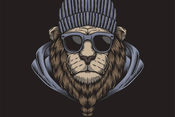 时尚街头风狮子裁片印花服装印花设计