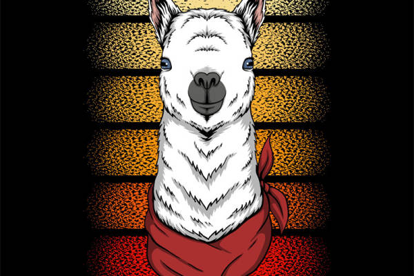 时尚个性羊驼裁片印花服装 创意卡通图案服装印花设计