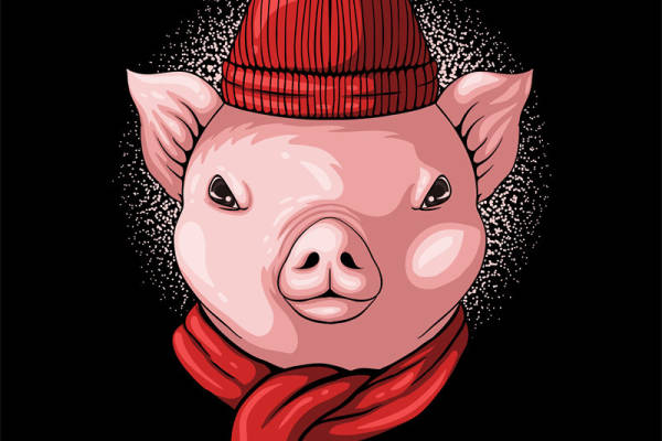 冬季温暖风格猪脸裁片印花服装印花设计