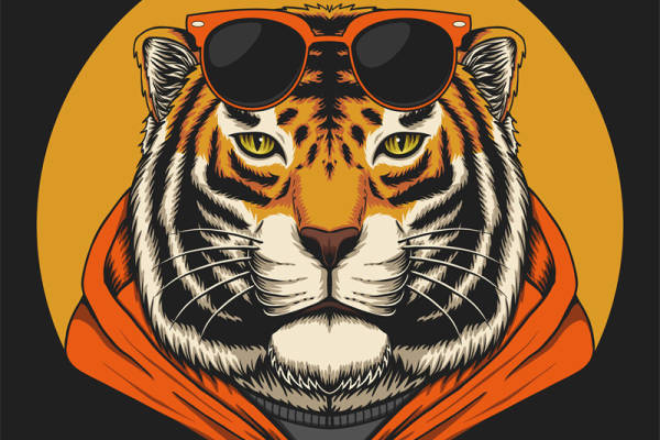 酷炫老虎头裁片印花服装，展现个性与时尚