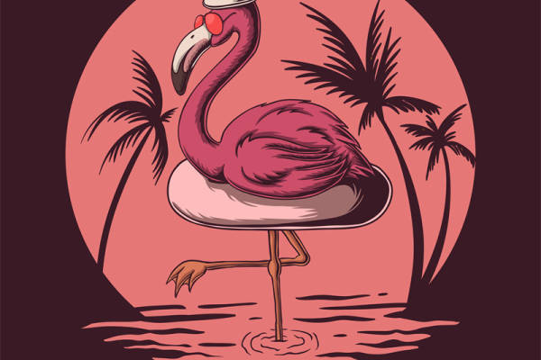 热带风情火烈鸟裁片印花服装，夏日度假必备时尚单品