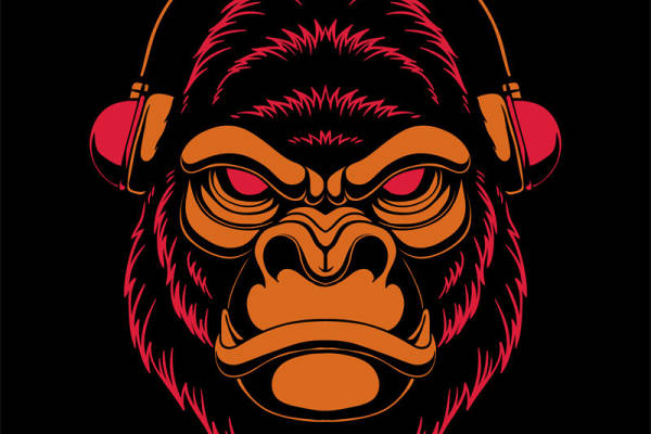 时尚街头风格大猩猩裁片印花服装印花设计