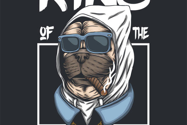 街头风格沙皮狗裁片印花服装印花设计