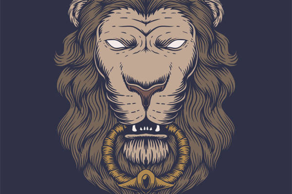 时尚霸气狮子头裁片印花服装印花图案设计