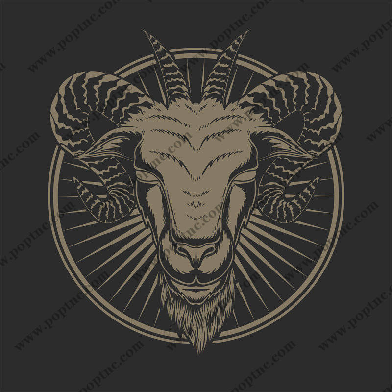 时尚山羊头裁片印花服装印花设计