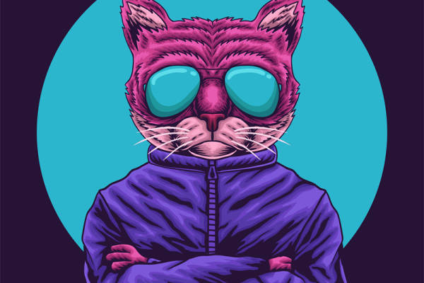 时尚潮流猫头裁片印花服装印花设计