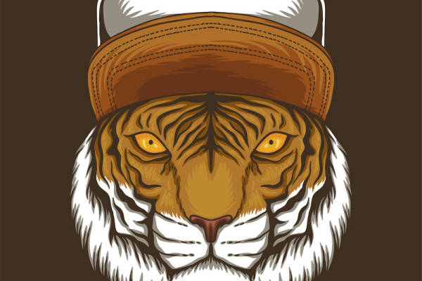 时尚街头风格老虎头裁片印花服装印花设计