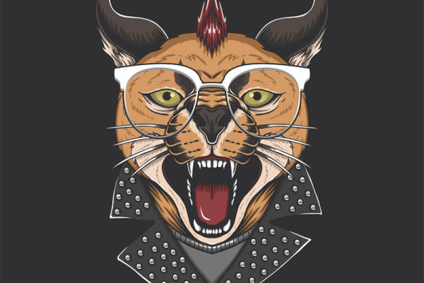 时尚街头风格老虎头裁片印花服装印花设计