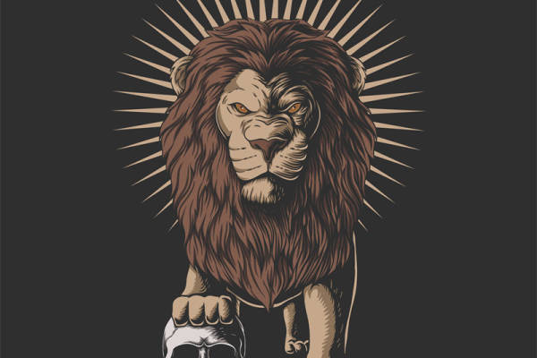 霸气狮子头与骷髅头裁片印花服装印花设计