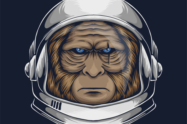 创意太空猩猩裁片印花服装印花设计