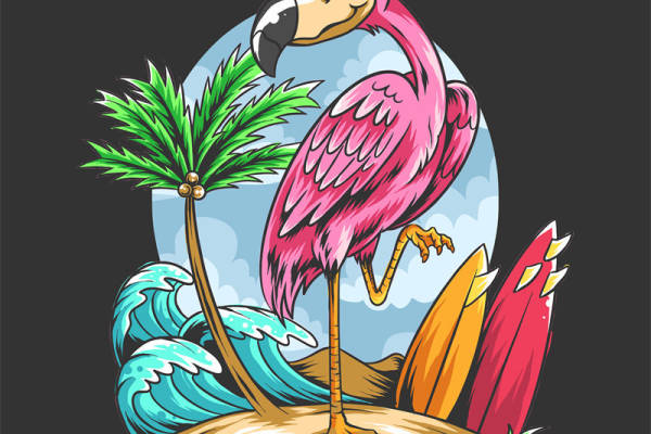 热带风情火烈鸟裁片印花服装，夏日度假必备时尚单品