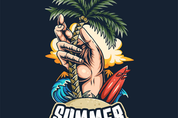 夏日风情裁片印花服装印花设计