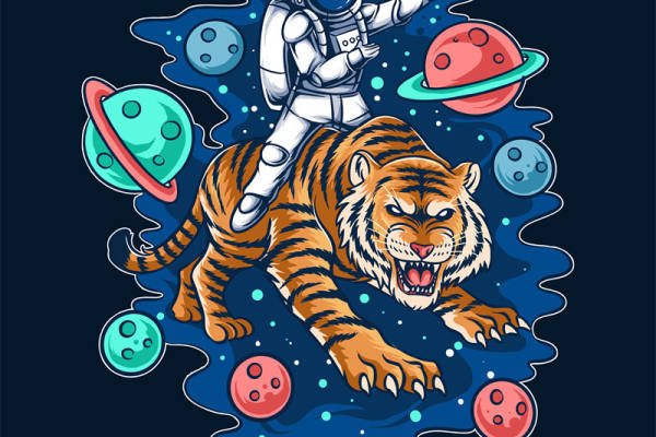 太空探险主题裁片印花服装印花设计