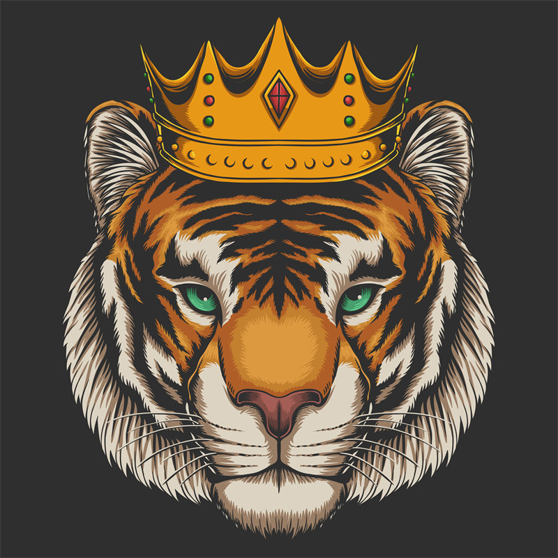 时尚霸气老虎头裁片印花服装印花设计