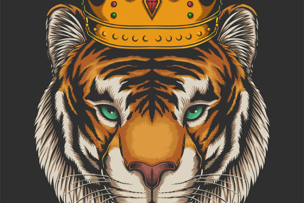 时尚霸气老虎头裁片印花服装印花设计