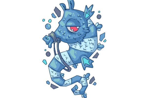 创意蓝色怪兽裁片印花服装印花设计