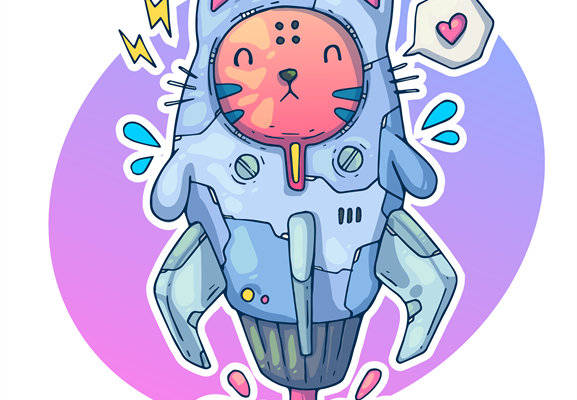 可爱卡通机器人裁片印花服装印花设计