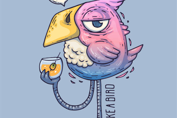 创意卡通裁片印花服装,趣味鸟形象设计,时尚个性服装印花