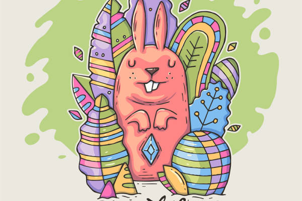 创意卡通兔子裁片印花服装印花设计