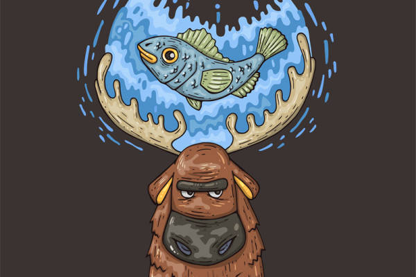 创意麋鹿裁片印花服装 趣味鱼跃图案设计