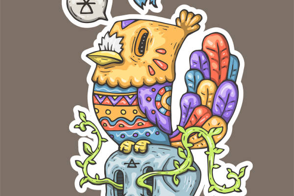 创意卡通裁片印花服装印花设计，趣味骷髅图案