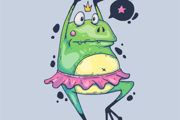 时尚趣味裁片印花服装：跳舞青蛙图案设计