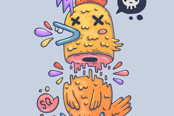 创意卡通裁片印花服装印花设计，趣味搞怪风格