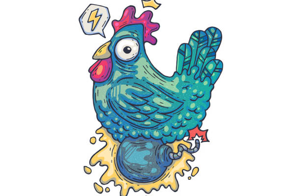 创意卡通公鸡裁片印花服装印花设计