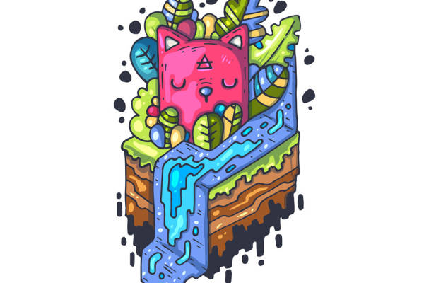 创意卡通裁片印花服装：趣味蛋糕与可爱动物图案