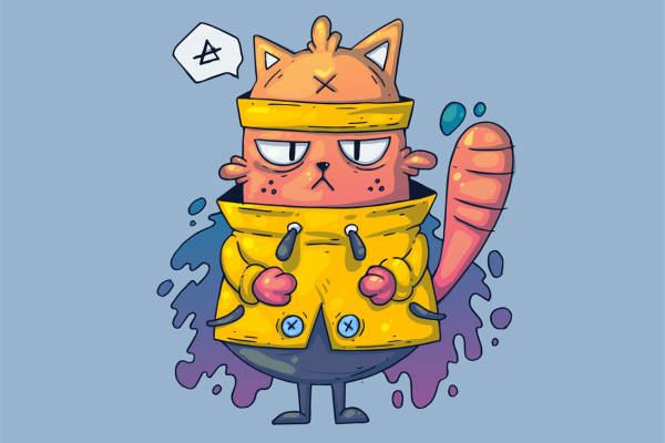 创意卡通裁片印花服装印花设计，趣味猫咪形象