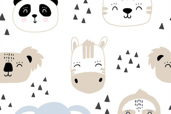 可爱动物图案面料印花，儿童服装印花设计