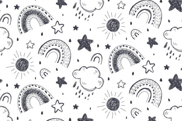 梦幻手绘风格儿童服装印花面料设计