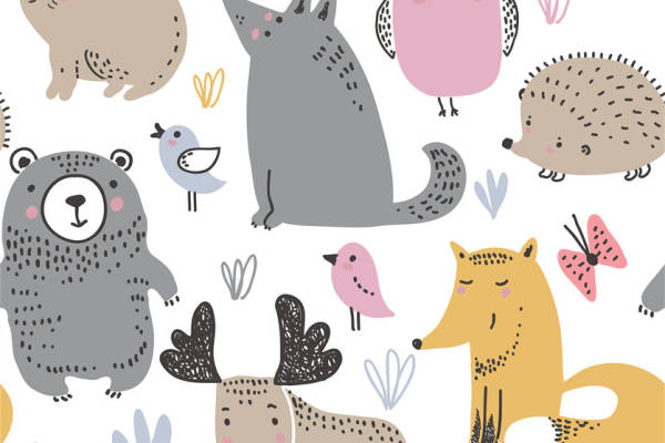 可爱卡通动物图案面料印花服装印花设计