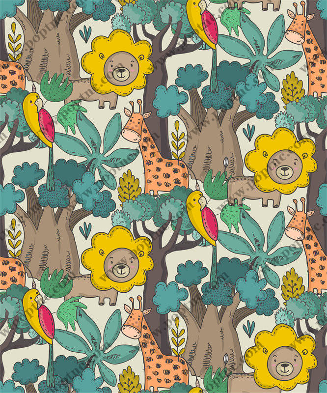 儿童服装印花设计:趣味动物与热带植物图案