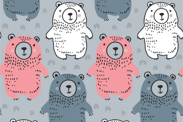 可爱卡通北极熊图案面料印花服装印花设计