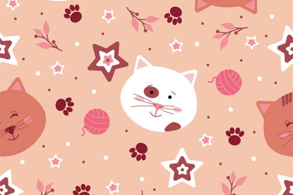 可爱卡通猫咪面料印花,温馨舒适服装印花设计