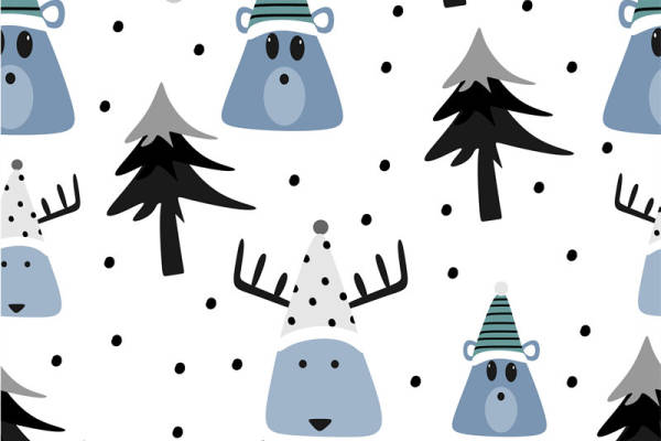 冬季卡通动物面料印花服装印花设计