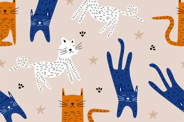 可爱卡通猫咪服装印花面料设计