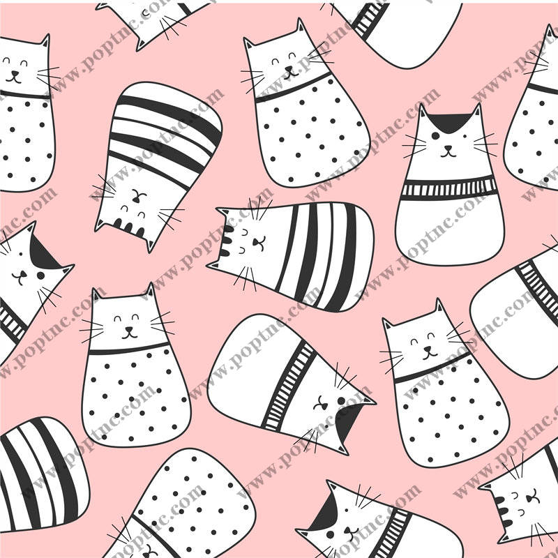 可爱猫咪图案面料印花,时尚服装印花设计
