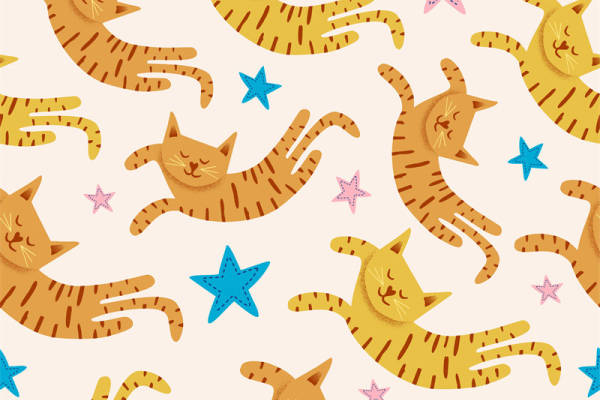 可爱卡通猫咪服装印花面料设计