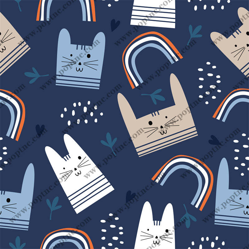 可爱卡通猫咪面料印花,时尚儿童服装印花设计