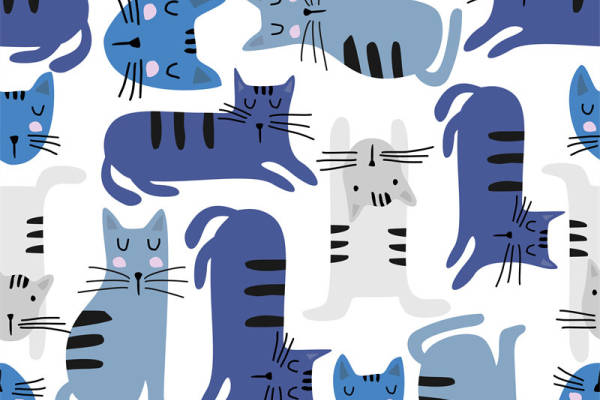 可爱卡通猫咪图案面料印花服装印花设计